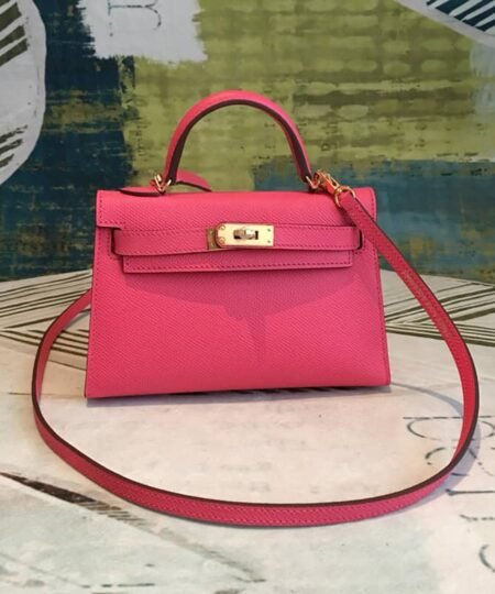 Hermes Mini Kelly Pink For Women Gold Toned Hardware 7.5in/19cm