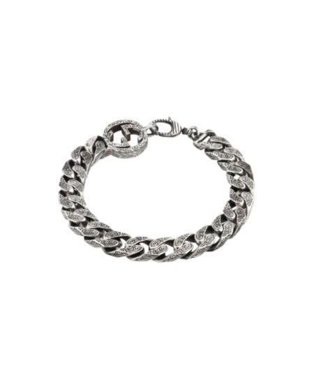 Gucci Interlocking G Chain Bracelet Silver Tone For Men 454285 J8400 0811