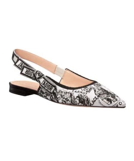 Christian Dior J'Adior Slingback Flat White And Black For Women- KCB660KPY_S15W