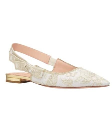 Christian Dior J'Adior Slingback Flat White And Gold-Tone For Women- KDB660ESR_S49K