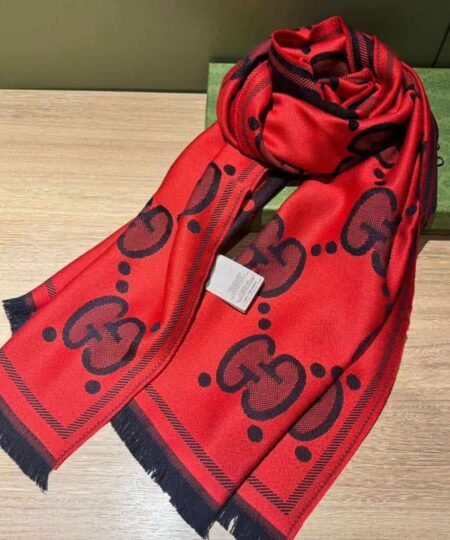 Alternative view of Gucci Jacquard Wool & Silk Scarf Red For Women