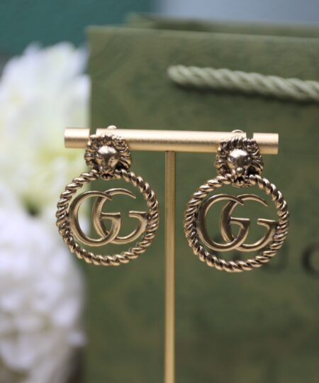 Alternative view of Gucci Lion Head Earrings Gold Tone For Women