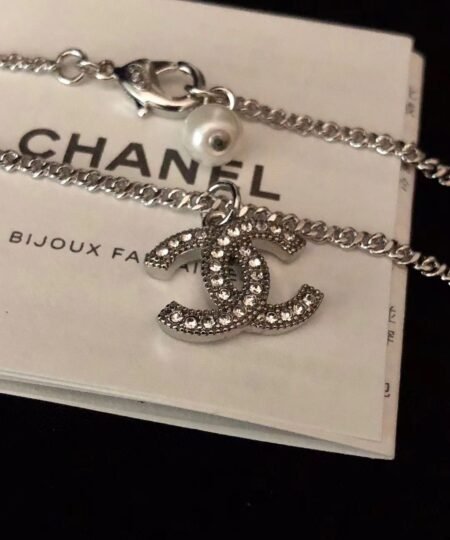 Alternative view of Chanel Logo Necklace Silver Tone For Women