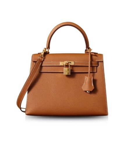 Hermes Kelly Epsom Gold Tone Lock Bag Brown For Women 9,8in/25cm