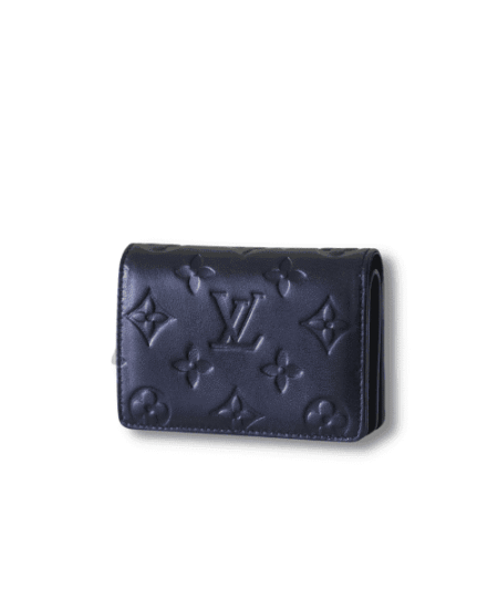 Lou Wallet Monogram Embossed Black For Women 4.3in/11cm