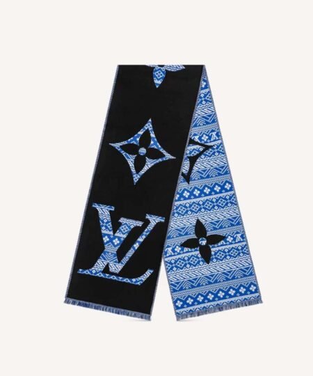 Louis Vuitton MNG Two-Sided Scarf Blue For Women