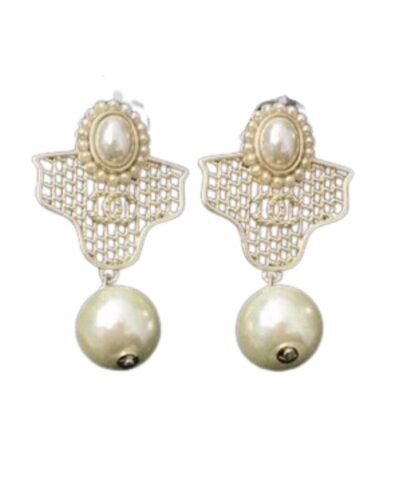 Chanel Mesh Earrings Gold For Women