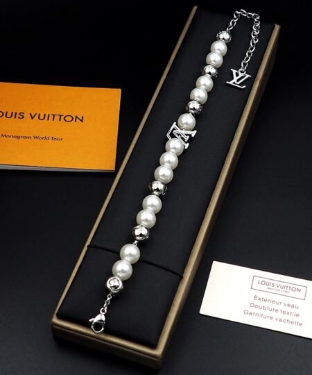 Louis Vuitton Monogram Pearls Bracelet White For Women M0996A