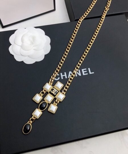 Alternative view of Chanel Morden Stone Necklace Gold Tone For Women
