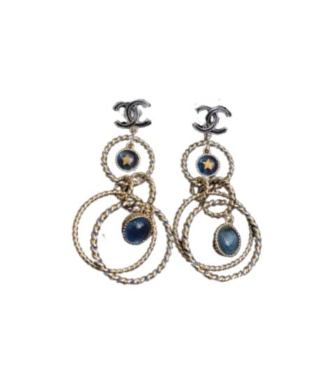 Chanel Multi Circles Earrings Gold Tone For Women