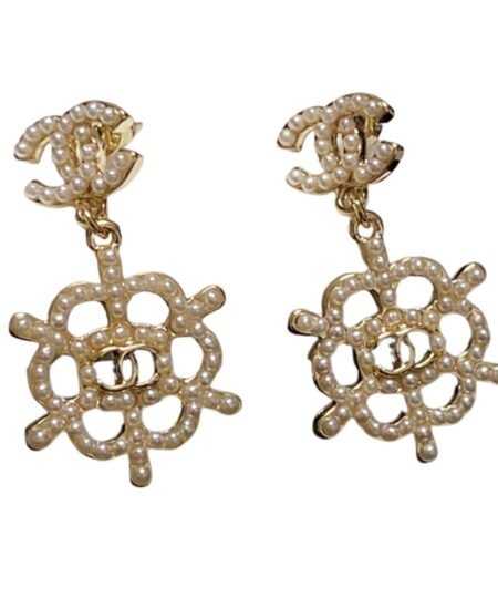 Chanel Pearl Earrings Gold For Women