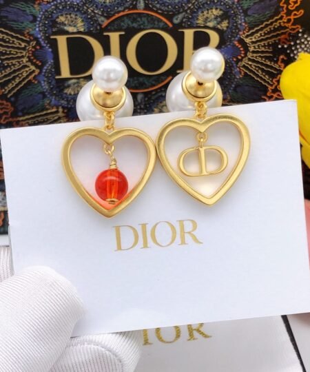 Alternative view of Dior Pearl Heart Earrings Gold For Women