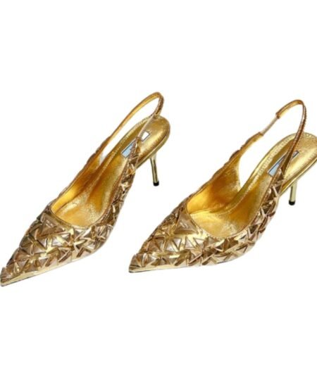 Prada Slingback Spike Pumps Gold For Women