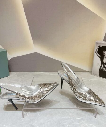 Alternative view of Prada Slingback Spike Pumps Silver For Women