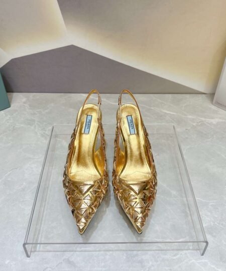 Alternative view of Prada Slingback Spike Pumps Gold For Women