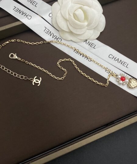 Alternative view of Chanel Red Stone Hit Point Necklace Gold Tone For Women