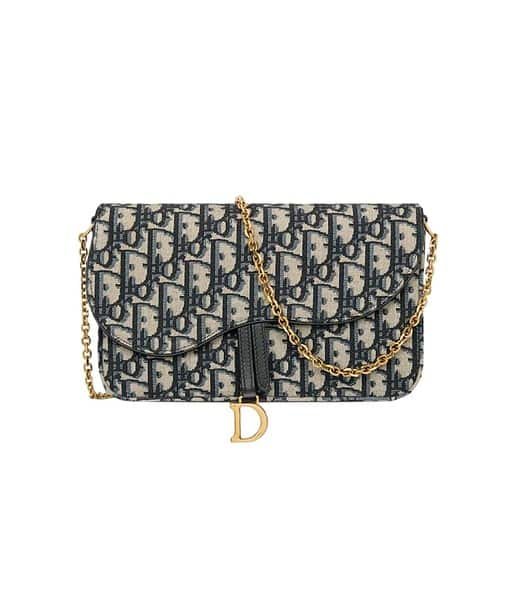 Christian Dior Saddle Pouch With Chain Blue Bag For Women S5907CTZQ_M928- 8.5 Inches/ 21.5 Cm