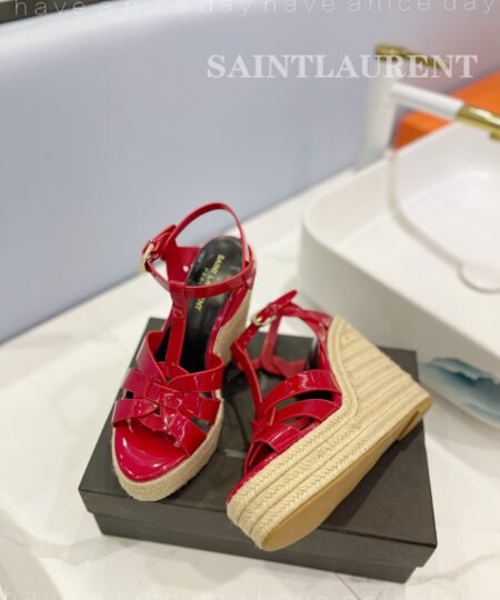 Alternative view of Saint Laurent Tribute Espadrilles In Patent Red For Women