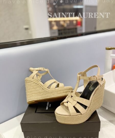 Alternative view of Saint Laurent Tribute Espadrilles In Patent Beige For Women