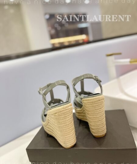 Alternative view of Saint Laurent Tribute Espadrilles In Patent Green Khaki For Women