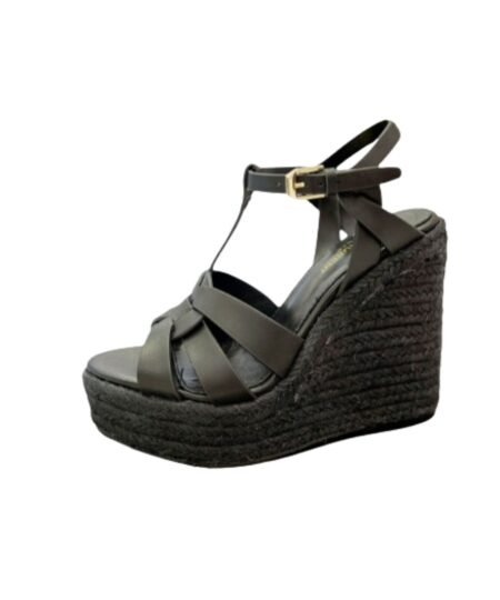 Saint Laurent Tribute Espadrilles In Smooth Black For Women 611924BDA001000