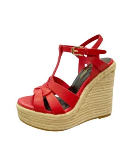 Saint Laurent Tribute Espadrilles In Smooth Red For Women