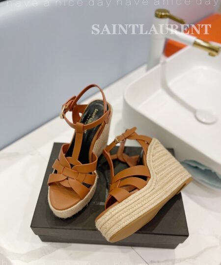 Alternative view of Saint Laurent Tribute Espadrilles In Smooth Brown For Women