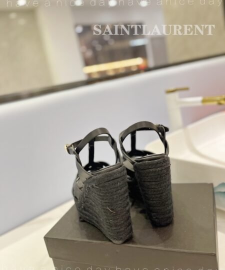 Alternative view of Saint Laurent Tribute Espadrilles In Smooth Black For Women 611924BDA001000