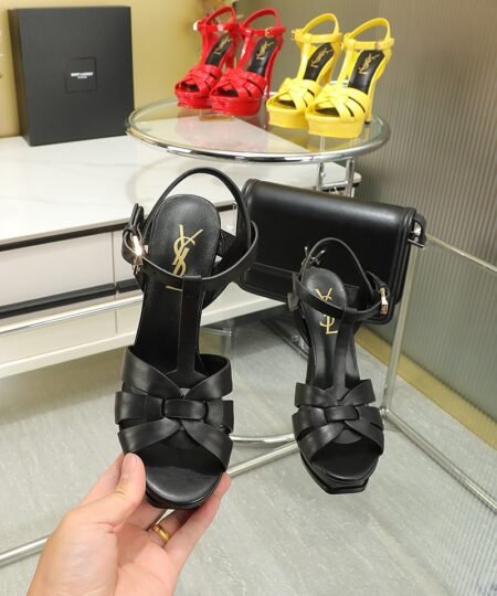 Alternative view of Saint Laurent Tribute Platform Sandals In Smooth Black For Women