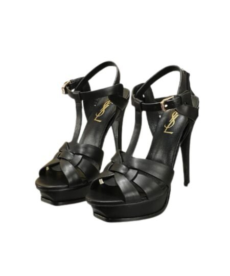 Saint Laurent Tribute Platform Sandals In Smooth Black For Women