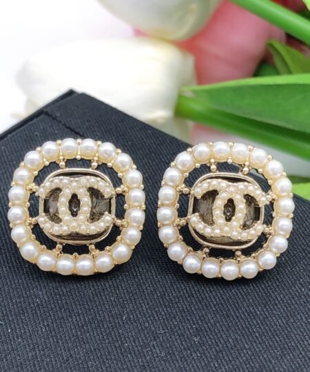 Alternative view of Chanel Slim Rice Grain Round Earrings Gold For Women