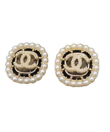 Chanel Slim Rice Grain Round Earrings Gold For Women