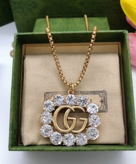 Alternative view of Gucci Square Crystal Necklace Gold For Women