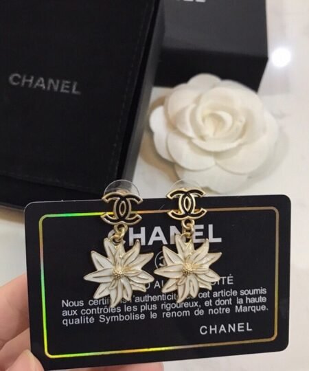 Alternative view of Chanel Sun Flower Earrings Gold Tone For Women