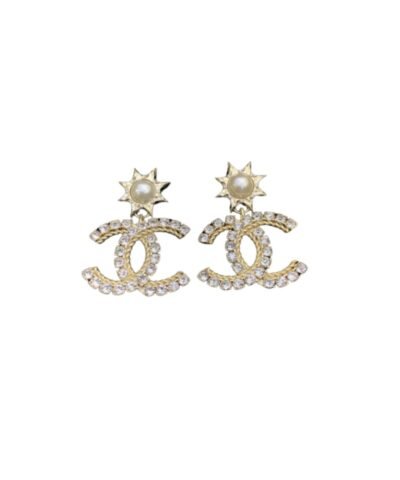 Chanel Sun Shape Earrings Gold Tone For Women