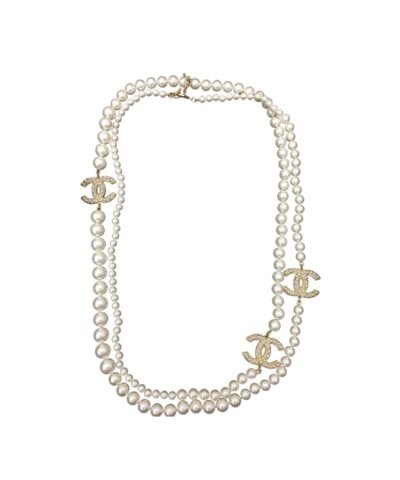Chanel Three Chanel Iconics Pearl Necklace White For Women