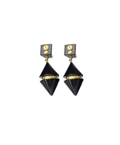 Chanel Two Symmetrical Cones Earrings Black For Women