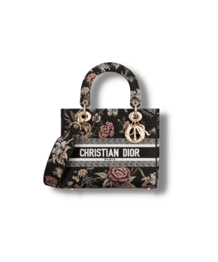 Dior MEDIUM LADY D-LITE BAG Black Multicolor Dior Jardin Botanique Embroidery - M0565ORZB_M911