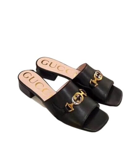 Gucci Gucci Zumi Slide Sandals Black For Women GG