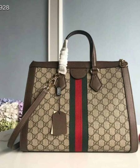 Alternative view of Gucci Ophidia GG Medium Tote Bag Beige/Ebony GG Supreme Canvas With Brown For Women 13in/33cm GG 524537 K05NB 8745