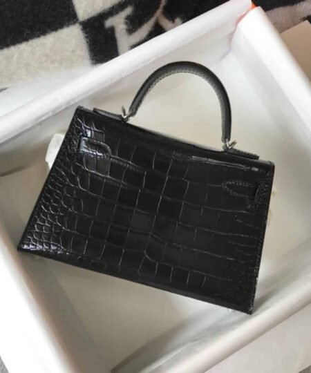 Alternative view of Hermes Mini Kelly 19 Black Silver Toned Hardware Bag For Women, Women's Handbags, Shoulder Bags 7.5in/19cm