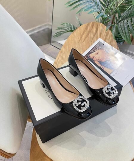 Gucci Women's Blondie Mid-Heel Pump Black For Women GG