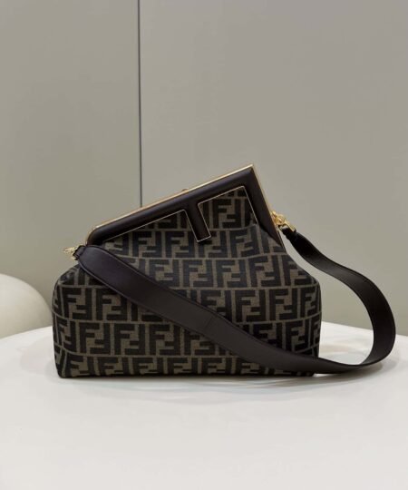 Fendi First Large Brown Canvas For Women, Women's HandBags, Shoulder And Crossbody Bags 12.8in/32.5cm FF 8BP129