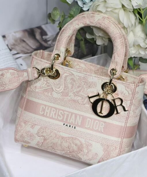Christian Dior Medium Lady D-Lite Bag Pink For Women 24cm/9.5in CD M0565OTDT_M912