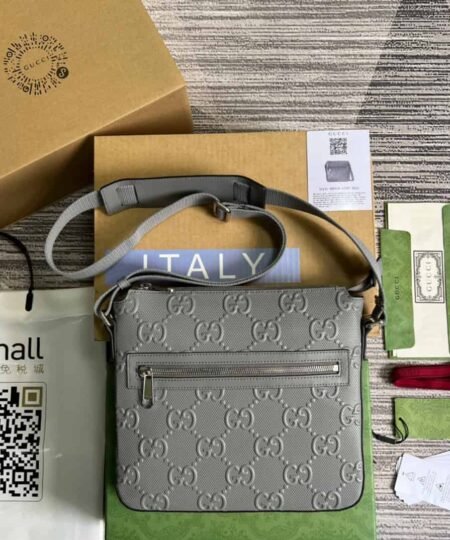 Gucci GG Embossed Bag Grey GG Embossed For Men 10.2in/26cm GG 406410 1W3CN 1275