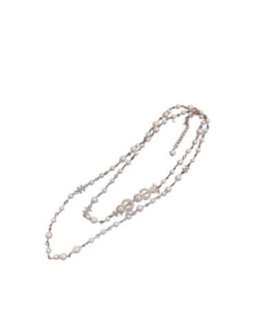 Chanel Accessories Pearl Necklace Logo CC Gold Tone For Women