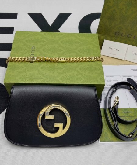 Gucci Blondie Shoulder Bag Black For Women, Women's Bags 11in/28cm GG 699268 UXX0G 1000