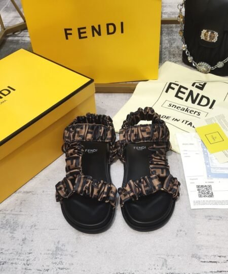 Fendi Feel Brown Satin Sandals For Women 8X8291AE7SF0R7V