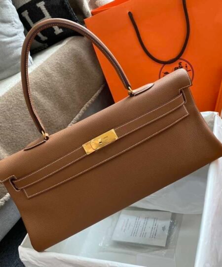 Hermes Shoulder Kelly CK37 Brown For Women Gold Color Hardware 16.5in/42cm
