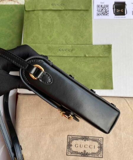 Alternative view of Gucci Horsebit 1955 Mini Bag Black For Women And Men 6.7in/17cm GG 625615 0YK0G 1000